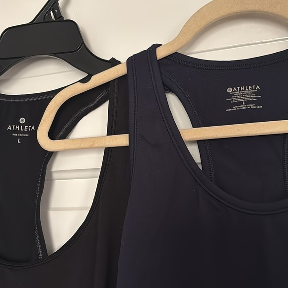 Athleta Black and Navy Fitted Sleeveless Tank Tops Lot of 2 - Picture 2 of 3
